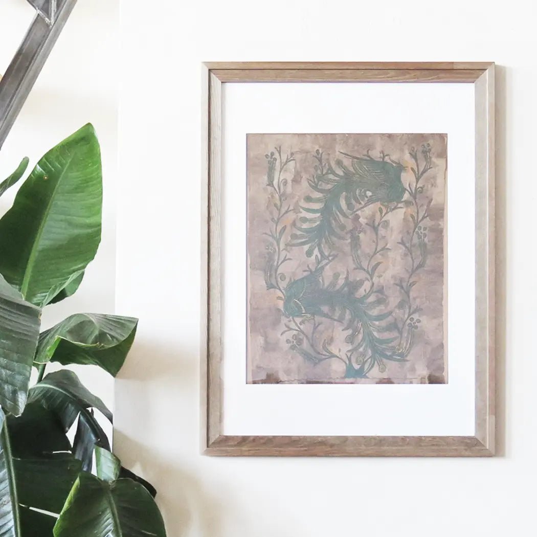 Mexican Amate Boho Painting - H U N T E D F O X