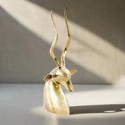 Mid-Century Modern Brass Gazelle Head Statue - H U N T E D F O X