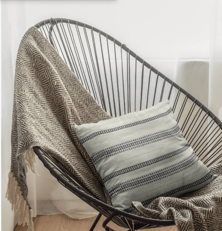 Modern Black and White Striped Throw Cushion Wool Pillow – HUNTEDFOX