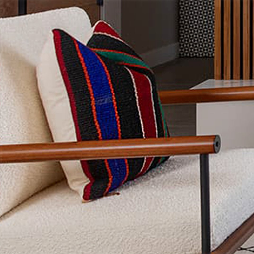 Multicolored Dark Tones Kilim | Accent Pillow - HUNTEDFOX
