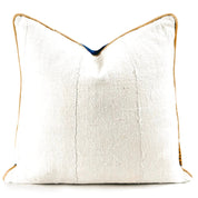 Ivory Textured Throw Pillow With Leather - HUNTEDFOX