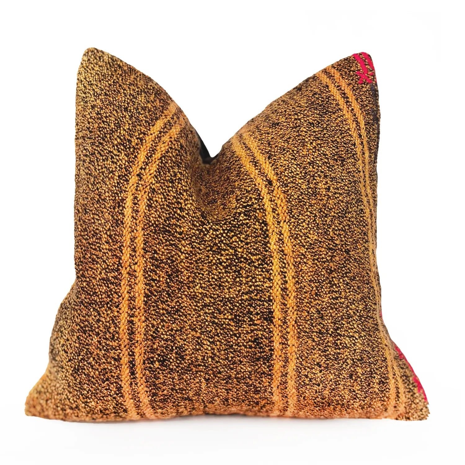 Orange and Hot Pink Striped Accent Pillow H U N T E D F O X