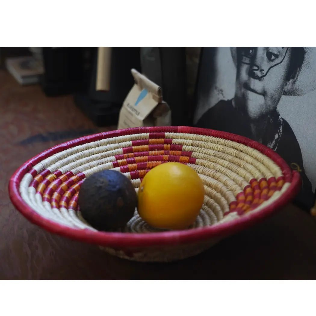 Red and Orange Natural Woven Basket H U N T E D F O X
