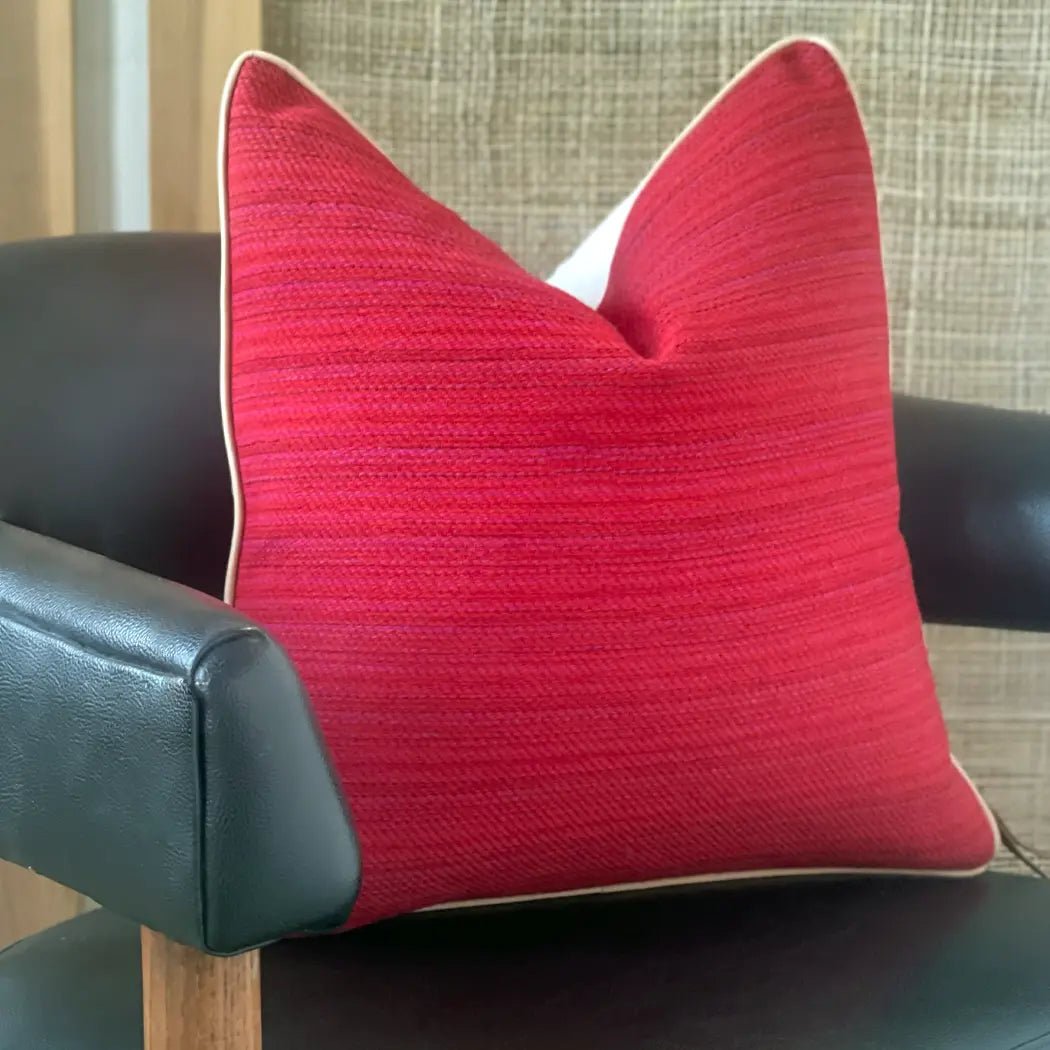 Mid Century Modern Pillow with Natural Leather Piping H U N T E D F O X