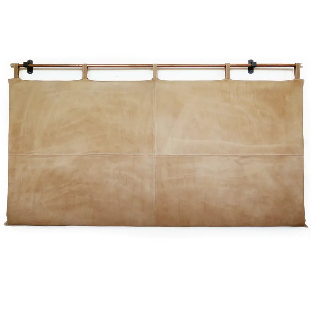 Tan Leather Hanging Headboard with Straps - Queen H U N T E D F O X