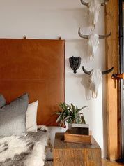 Whiskey Leather Hanging Headboard With Straps - KING - HUNTEDFOX