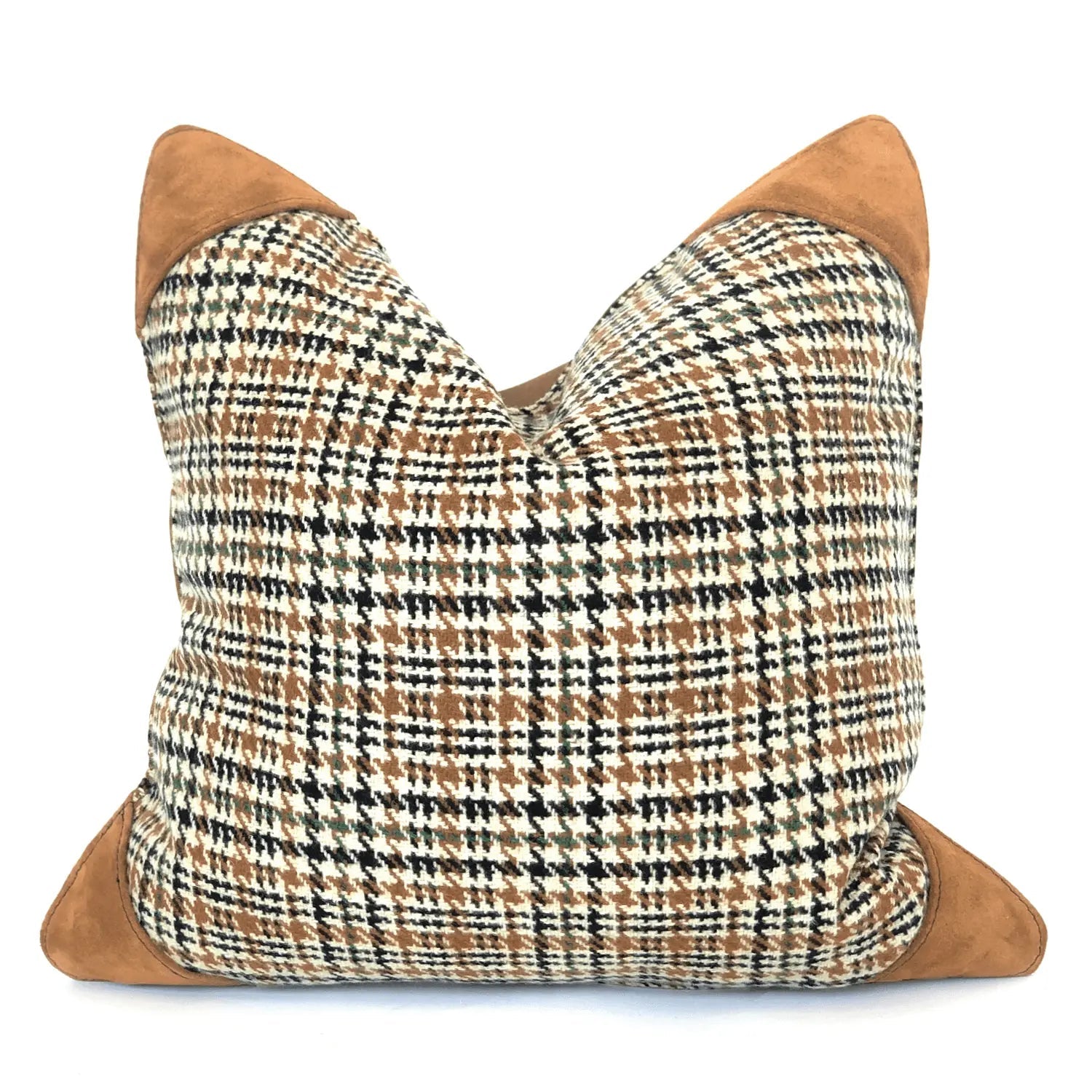 Wool Tweed & Suede Accent Pillow