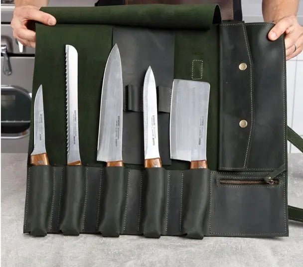 custom leather bar tool or knife roll up