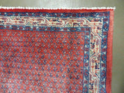 Antique Persian Seraband Runner 3.7 x 11 - Red, Wool, Mir Pattern