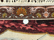 Small Persian Tabriz Pictorial Rug of Young Girl, Very Fine 380 KPSI, Portrait of Young Lady with Roses, Handmade, Persian Rug for Wall Hanging