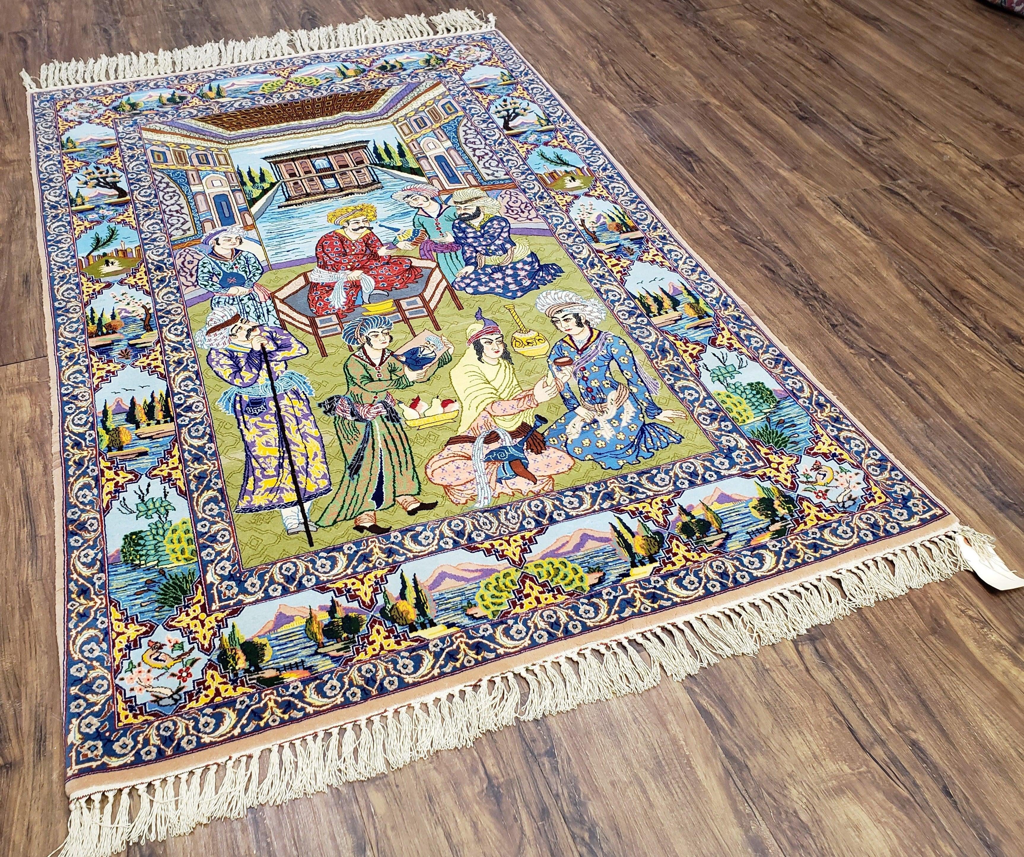 Persian Isfahan Pictorial Rug 3x5 – Kork Wool on Silk