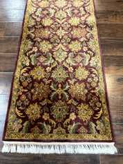 Indian Agra Runner Rug 2.6 x 17.5, Long Runner Rug for Hallway, Floral Handmade