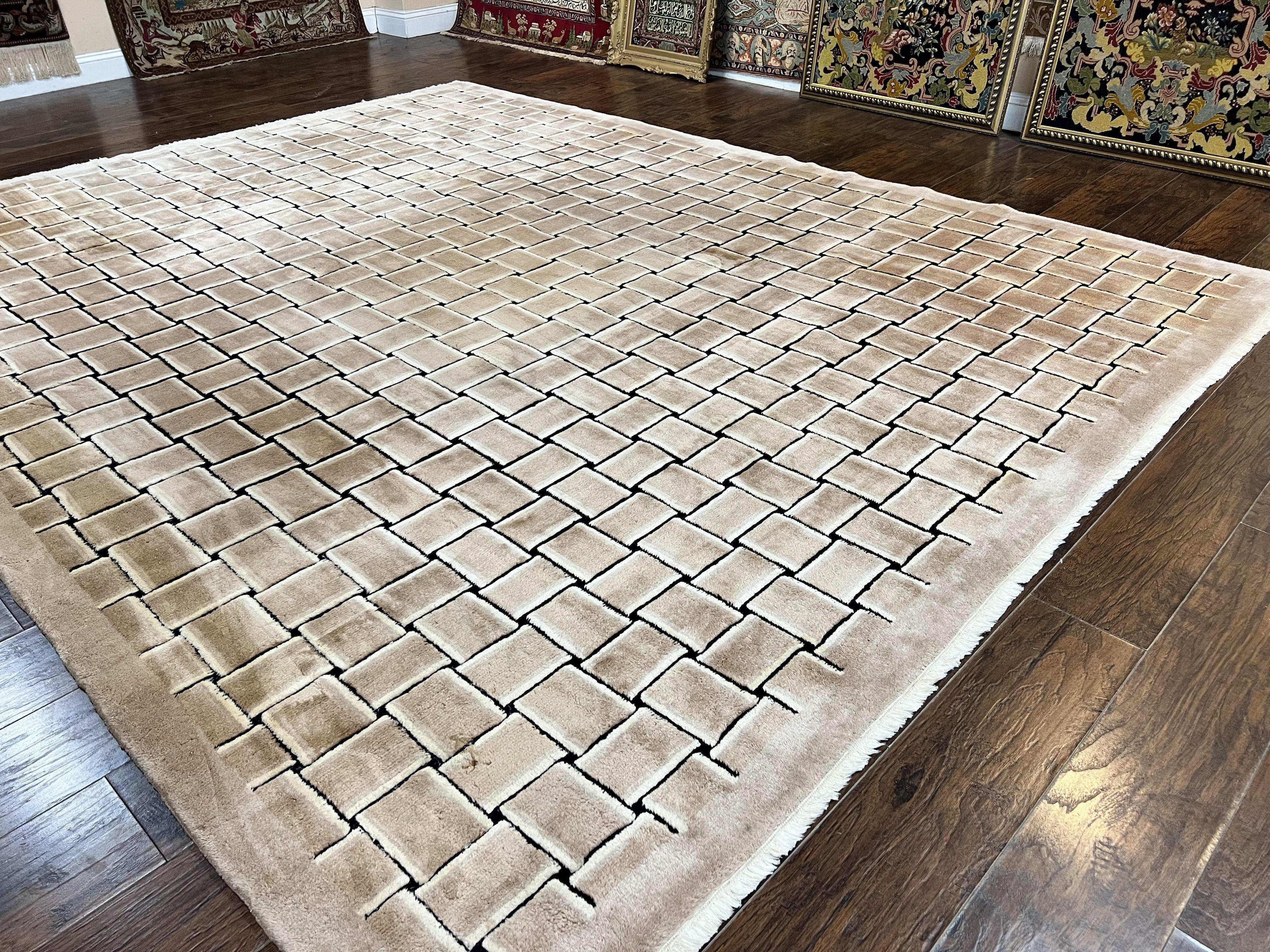 Tibetan Rug 9x12, Handmade, Wool, Modern Design
