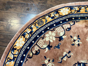 Antique Round Chinese Wool Rug 8x8, Chinese Peking Carpet, Asian Oriental Carpet 8 x 8 ft, Chinese Art Deco Rug, Nichols Rug