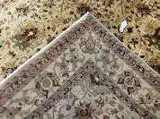 Indian Mahal Rug 8x10, Allover Floral Mahal Oriental Carpet 8 x 10, Handmade Hand Knotted Wool Rug, Indo Persian Area Rug, Tea-Washed Tan