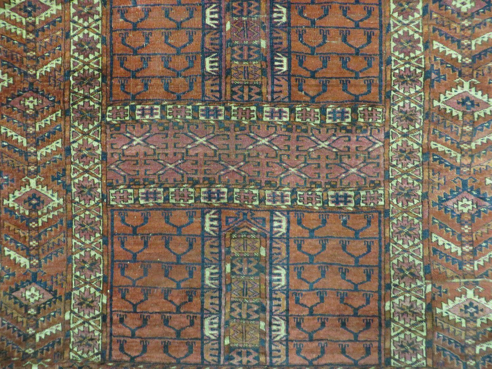 Antique Turkoman Ensi Wool Rug 4x5