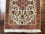 Small Persian Tabriz Rug 2x3, Floral Medallion, Wool and Silk, 340 KPSI