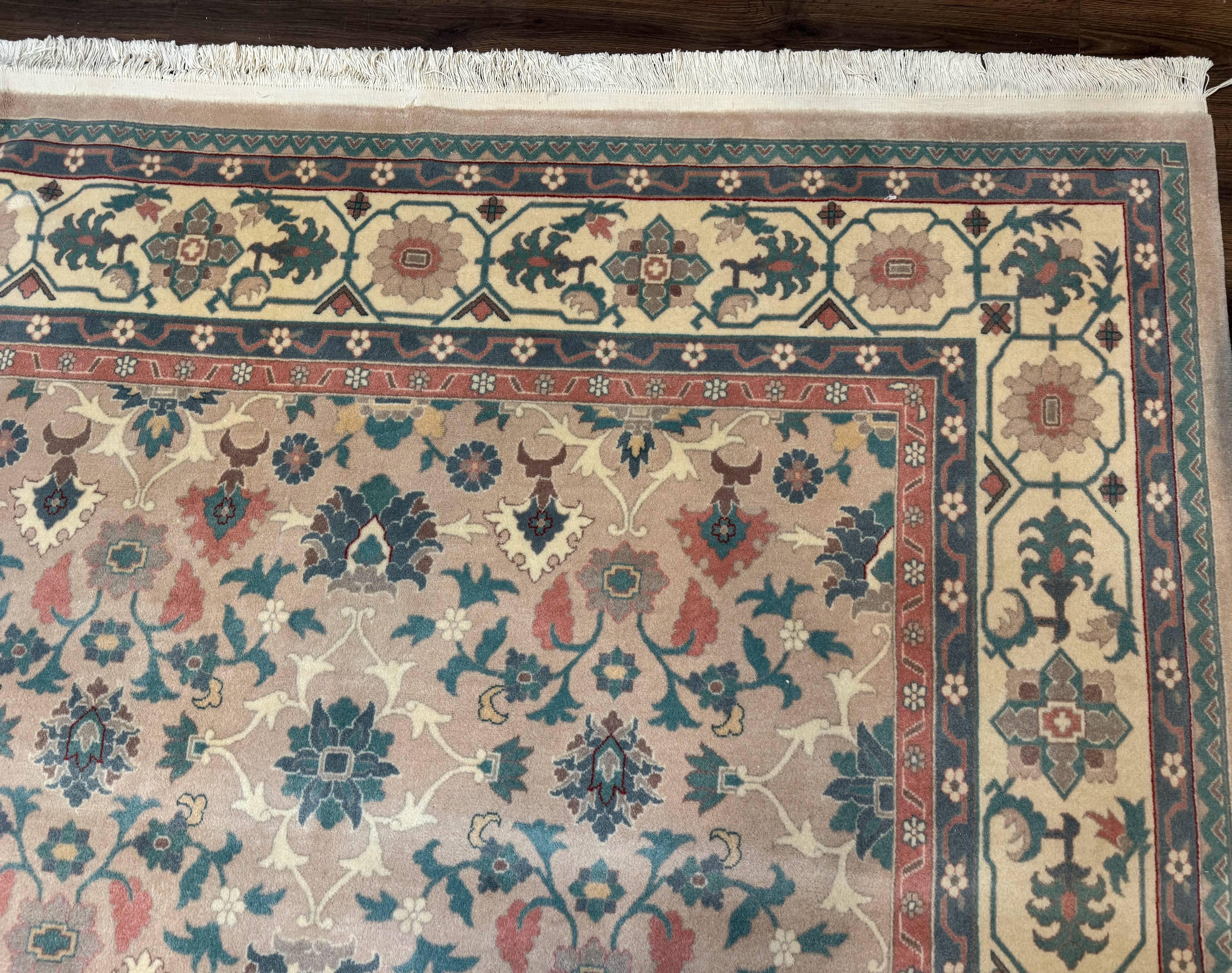 Palace Size Wool Rug 10x18, Sino Persian Kerman Rug, Oversized Hand Knotted Carpet, Light Taupe, Allover Pattern