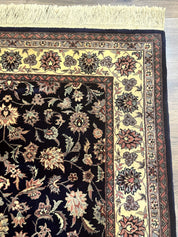 Sino Persian Rug 4x6, Navy Blue and Cream, Floral Allover Oriental Carpet