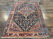 Antique Persian Mahal Rug 4x7, Wool Hand Knotted Tribal Geometric Carpet
