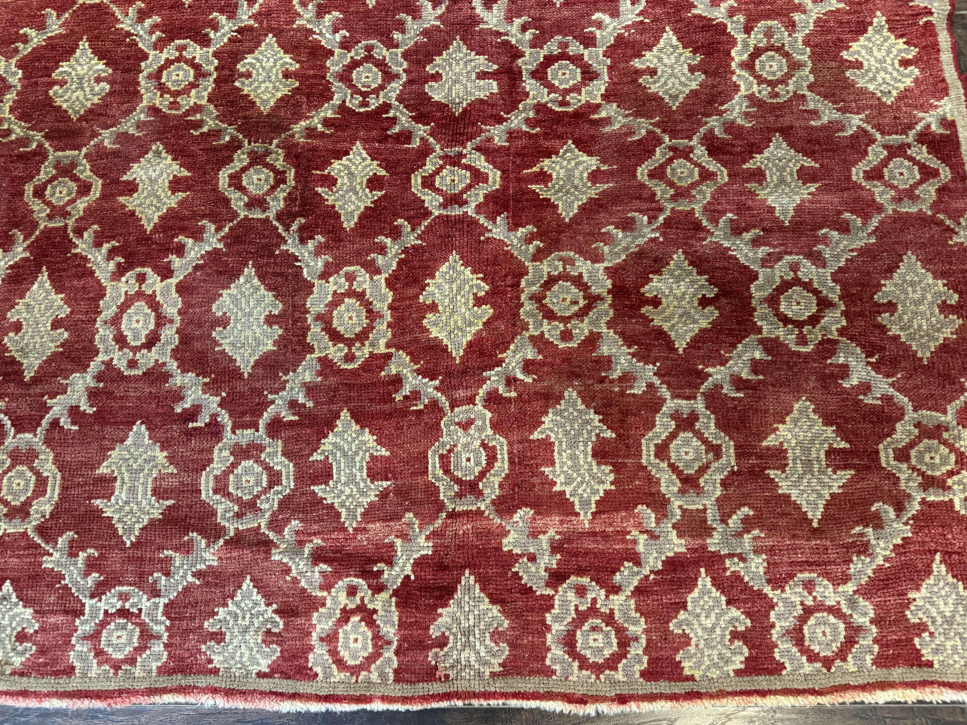 Modern Turkish Oushak Rug 5x8, Brick Red