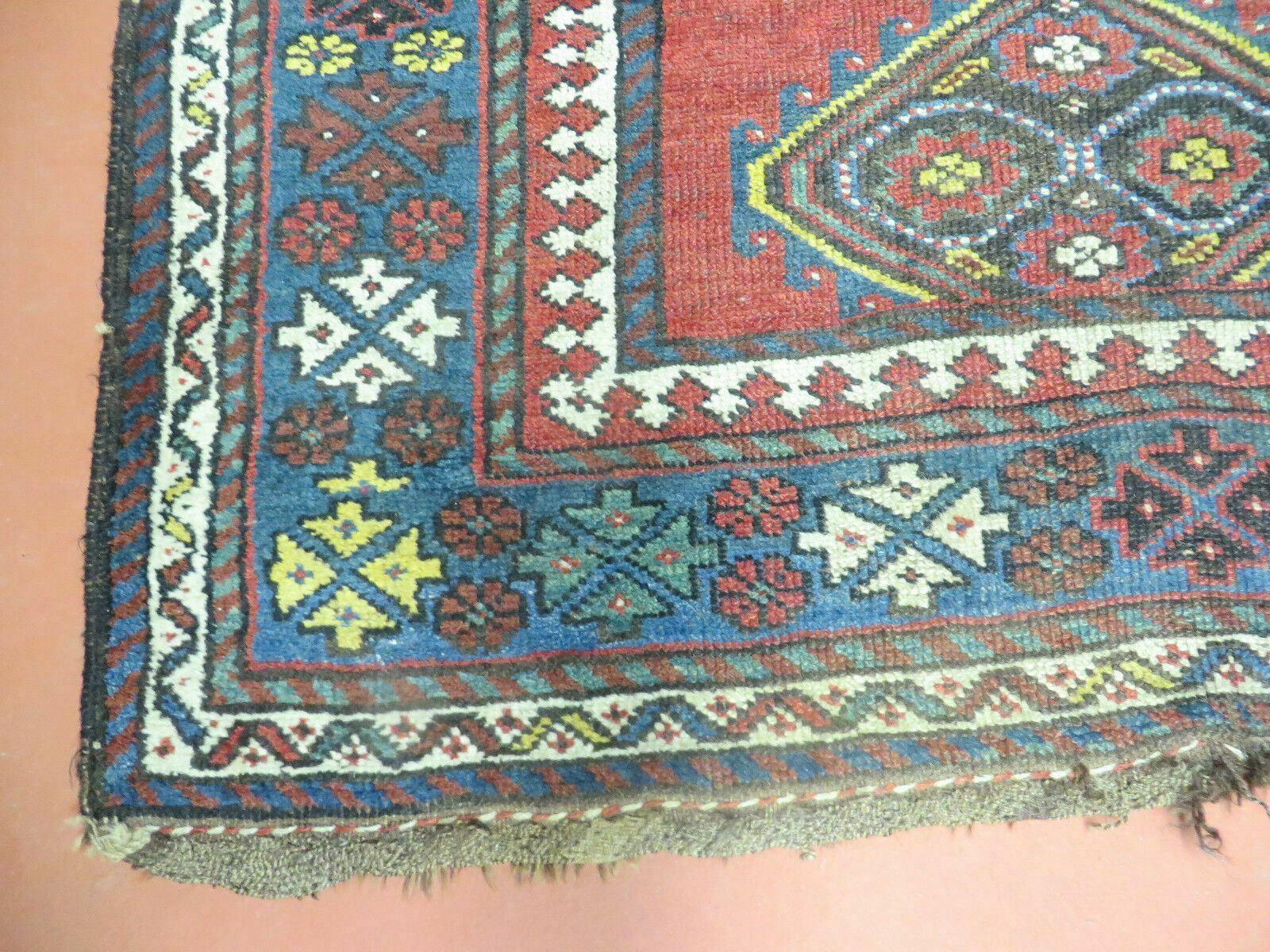 3' X 6' Antique 1920s Handmade Caucasian Karabagh Ganjeh Talesh Wool Rug Nice