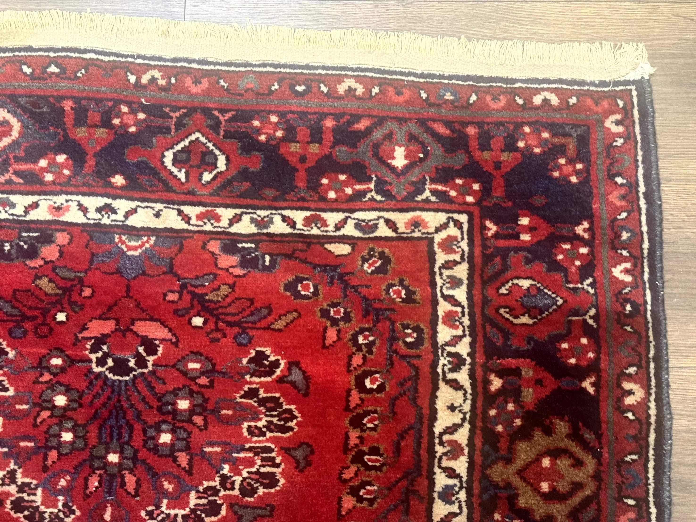 Red Persian Rug 2.6 x 6.8, Floral, Antique Per'sian Carpet, Persian Malayer Rug, Hamadan Rug