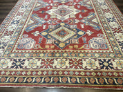 Turkish Kazak Rug 7.6 x 9.5, Geometric Medallions, Caucasian Pattern