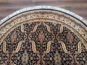 Round Indo Persian Rug 6x6, Indian Bidjar Rug, Navy Blue and Beige