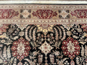 Sino Persian Rug 9x12, Black & Maroon, Wool and Silk, Allover Pattern