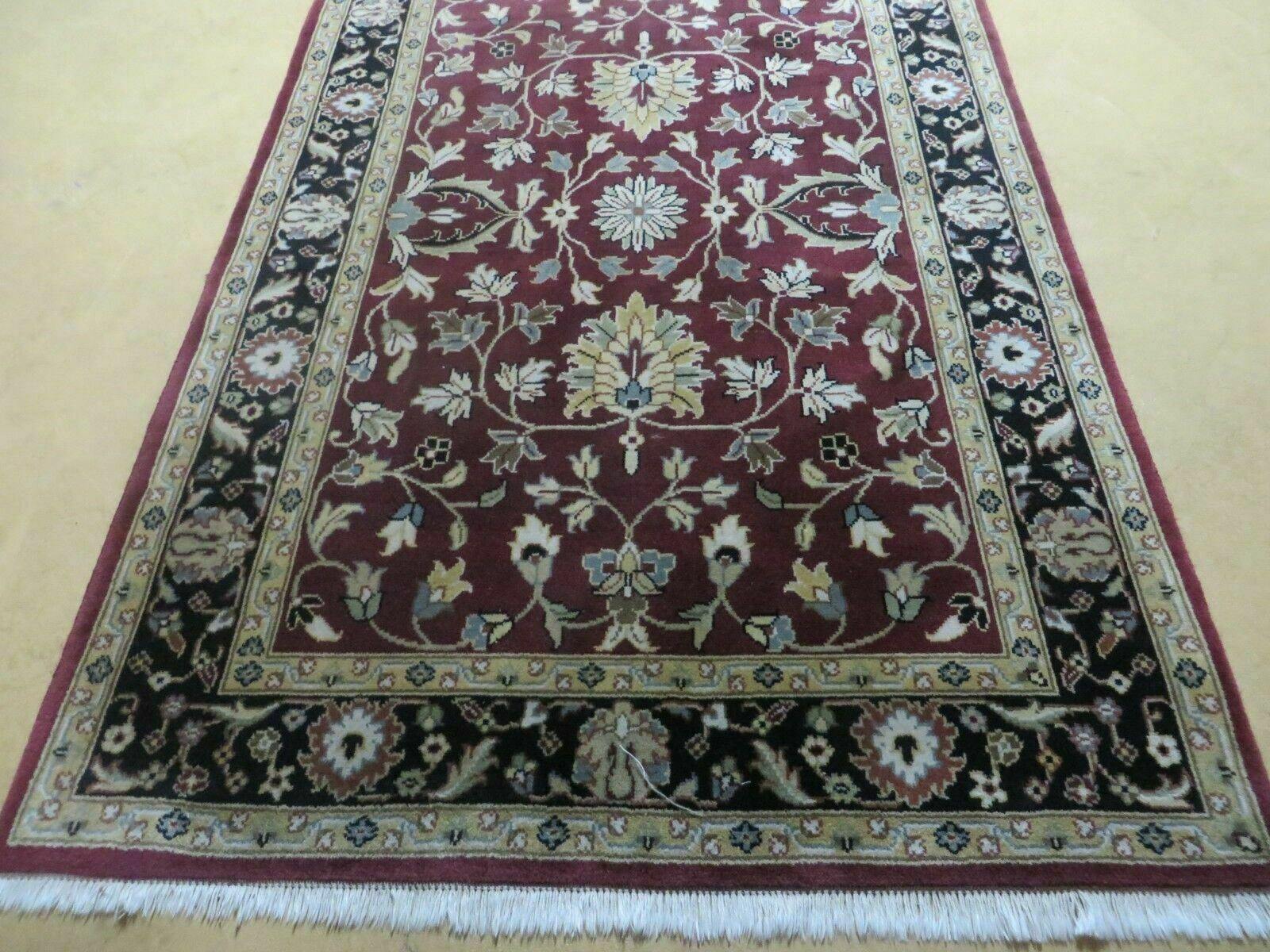 4' X 6' Handmade Finely Knotted Indian Agra Pattern Wool Rug Nice