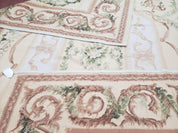 Elegant Aubusson Rug 10 x 14, Cream and Ivory Simple Aubusson Floral Carpet, Hand-Woven, European, New Aubusson Rug, Wool Area Rug, Violins