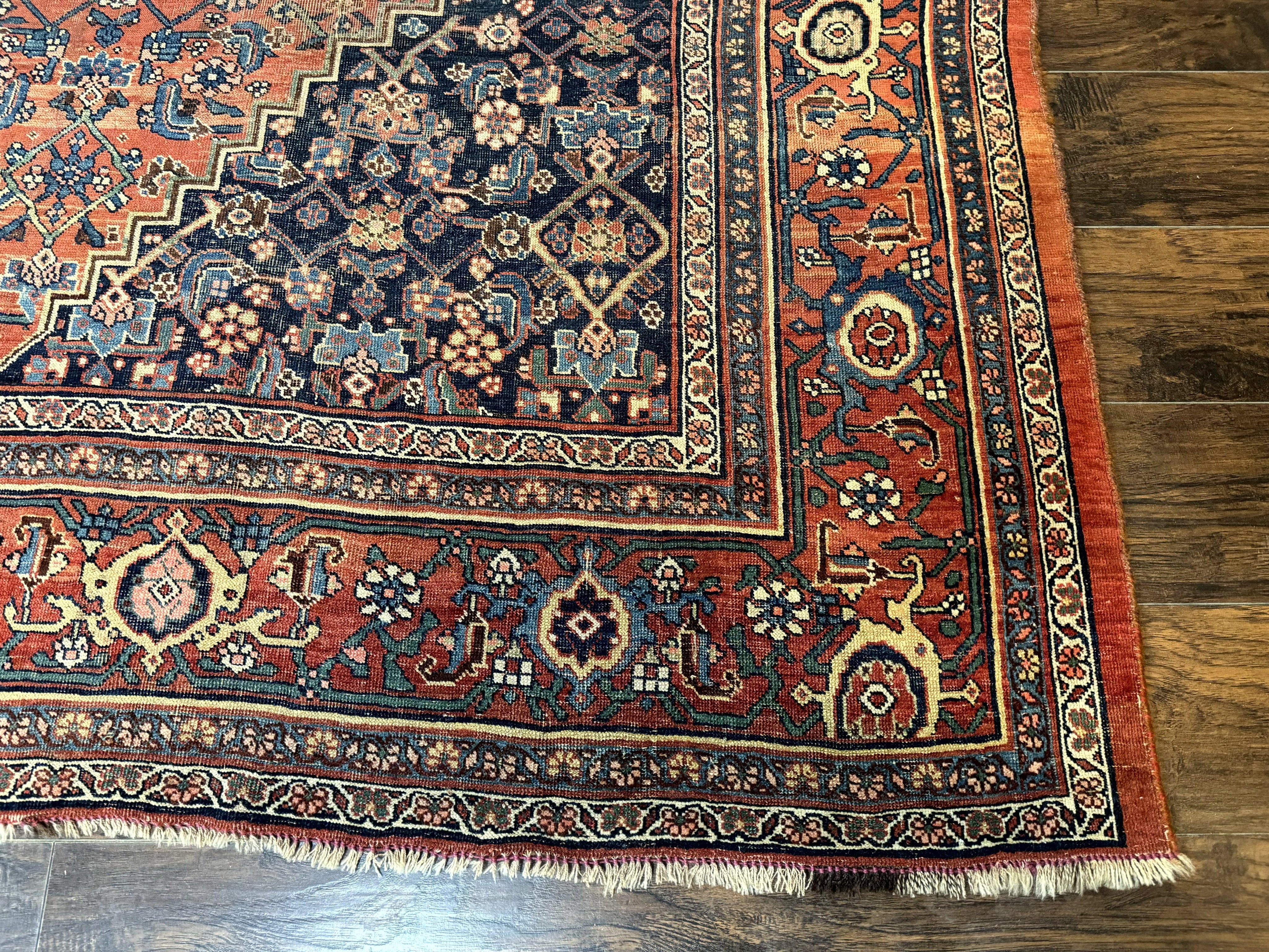 Antique Persian Bidjar Rug 8x12, Rare Persian Carpet