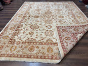 Pakistani Peshawar Rug 8x10, Pak Persian Traditional Oriental Carpet, Handmade, Wool, Allover Pattern