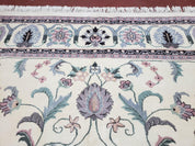 Ivory & Teal Indo Persian Area Rug 9x12, Wool Hand-Knotted Oriental Carpet, 9 x 12 Soft Traditional Living Room Rug, Dining Room Rug