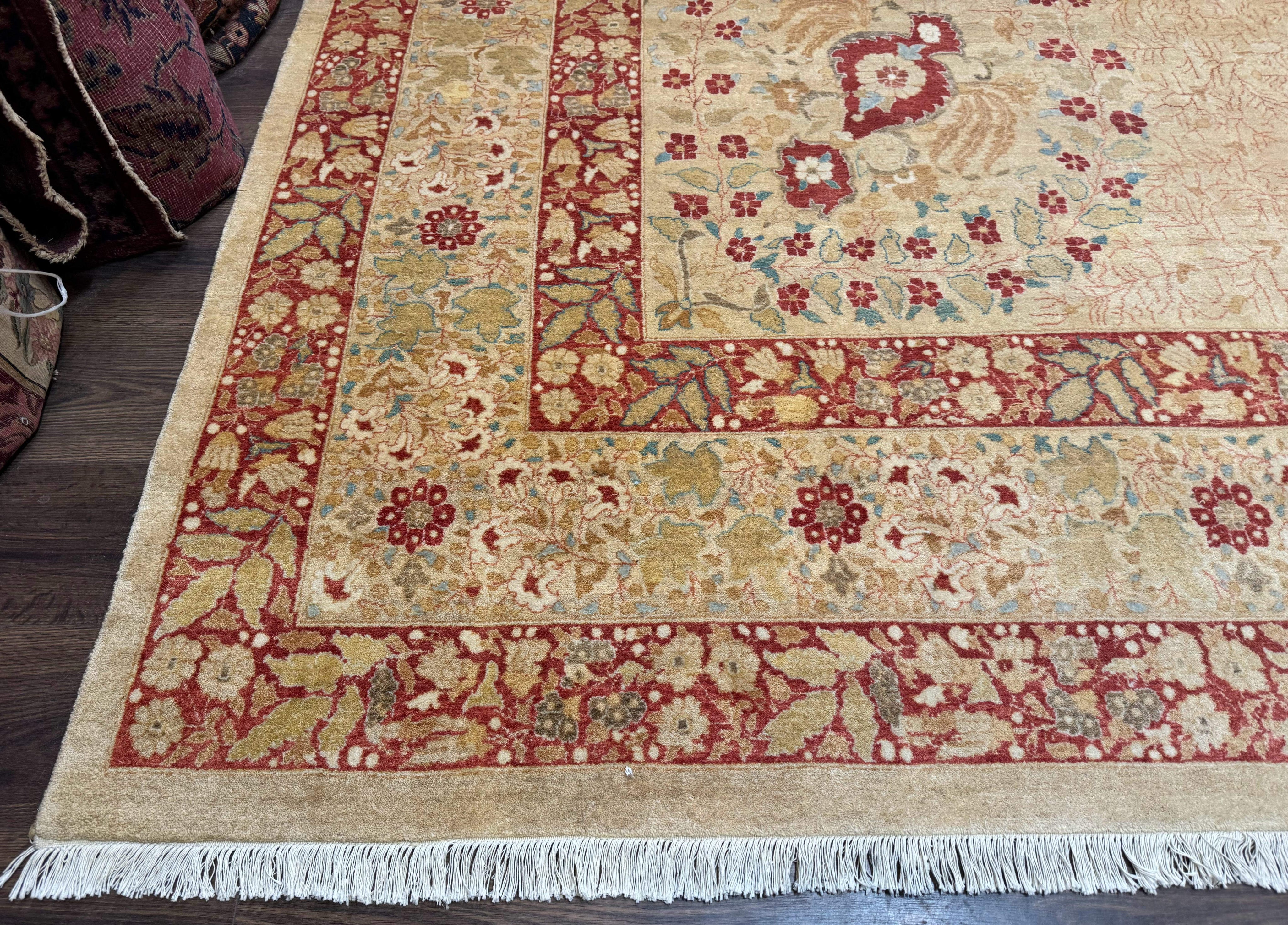 Palace Size Pak Persian Rug 13x17, Haji Jalili Design, Beige and Rust, Wool Hand Knotted, Fine 260 KPSI
