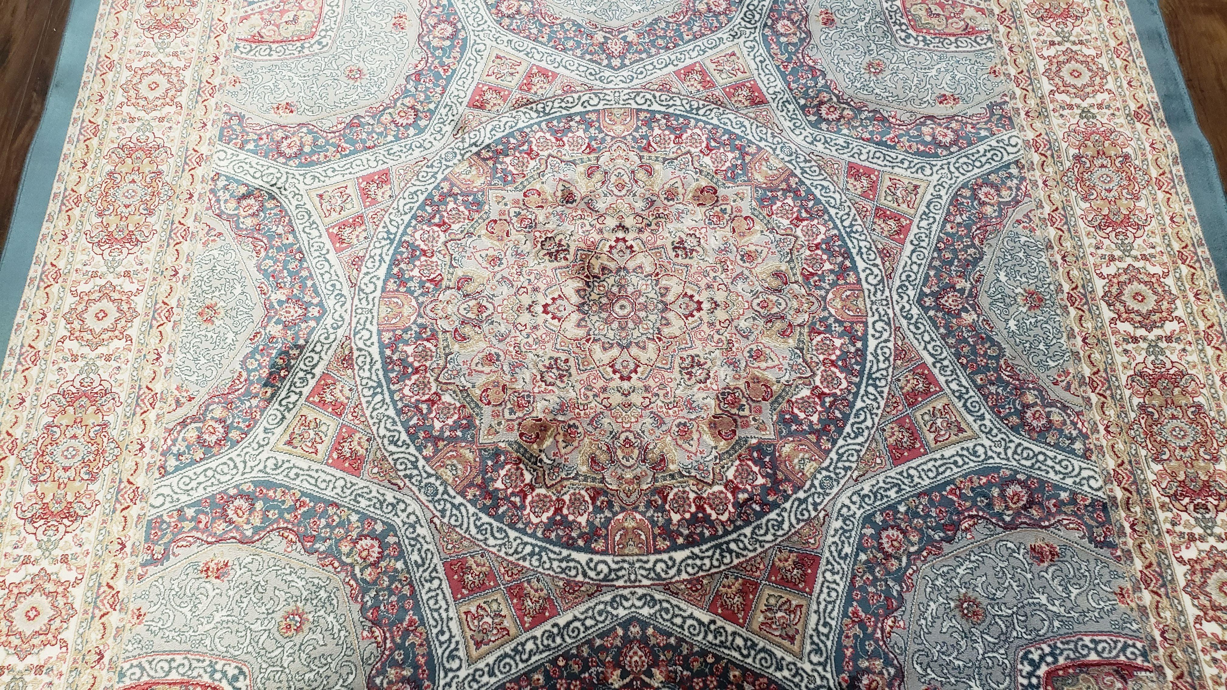 4x6 Silk Carpet, Light Blue & Beige Oriental Rug 4 x 6ft, Traditional Design Medallion All Over, Bamboo Silk, Super Fine, High Quality, Soft