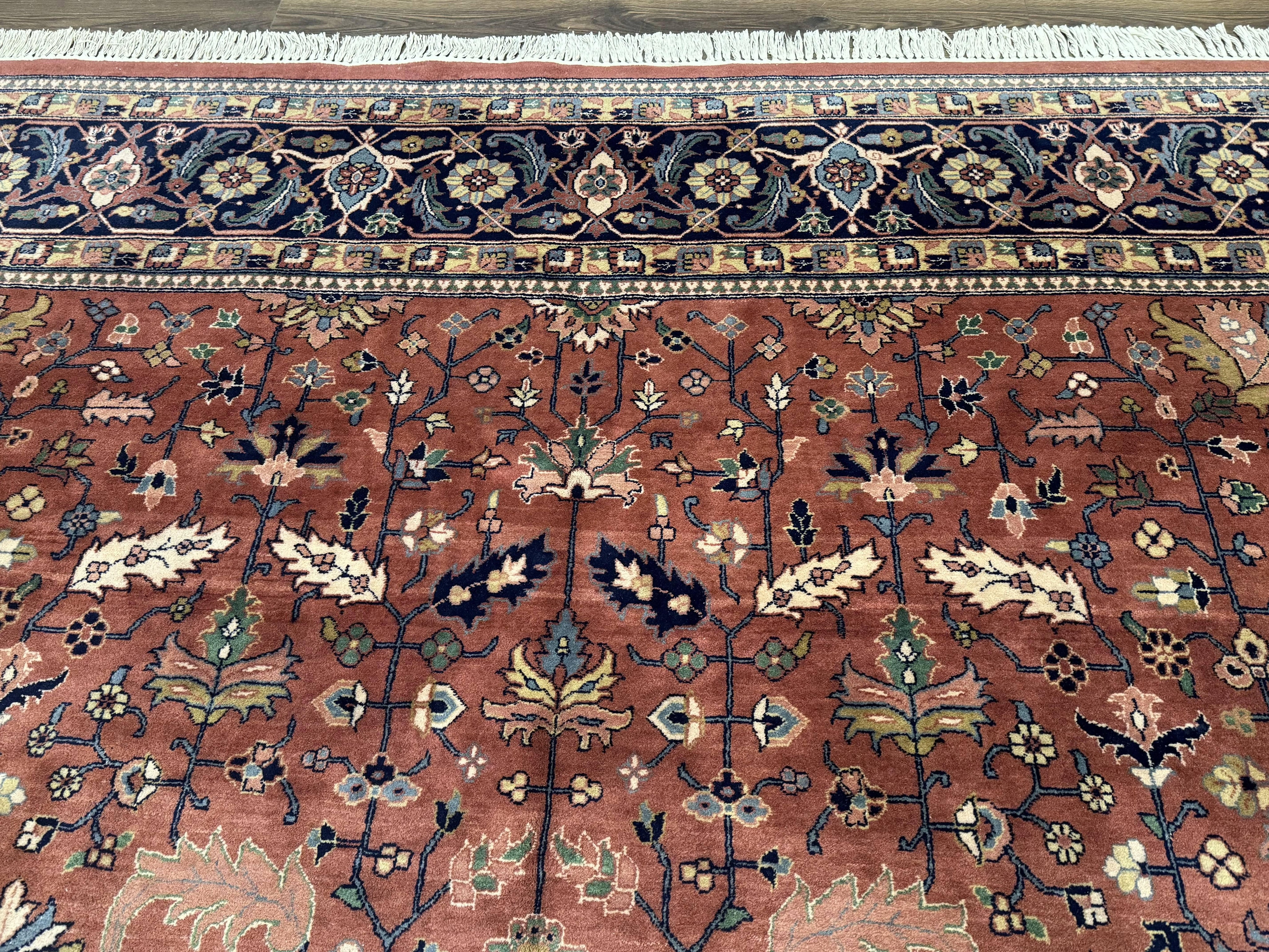 Indo Persian Heriz Rug 10x15, Allover Pattern, Large Wool Handmade Rug