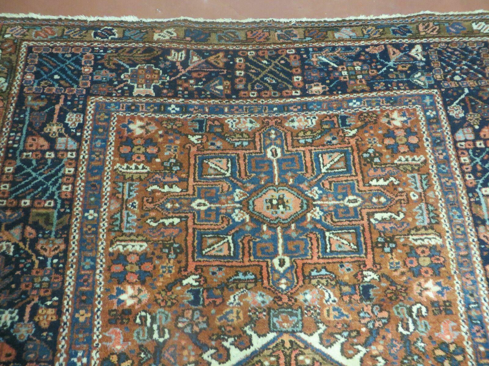 Persian Karajeh Rug 5x6, Antique Geometric Medallion Carpet
