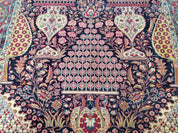 Antique Persian Tehran Rug 5x8, Midnight Blue and Red, Hand-Knotted, Wool