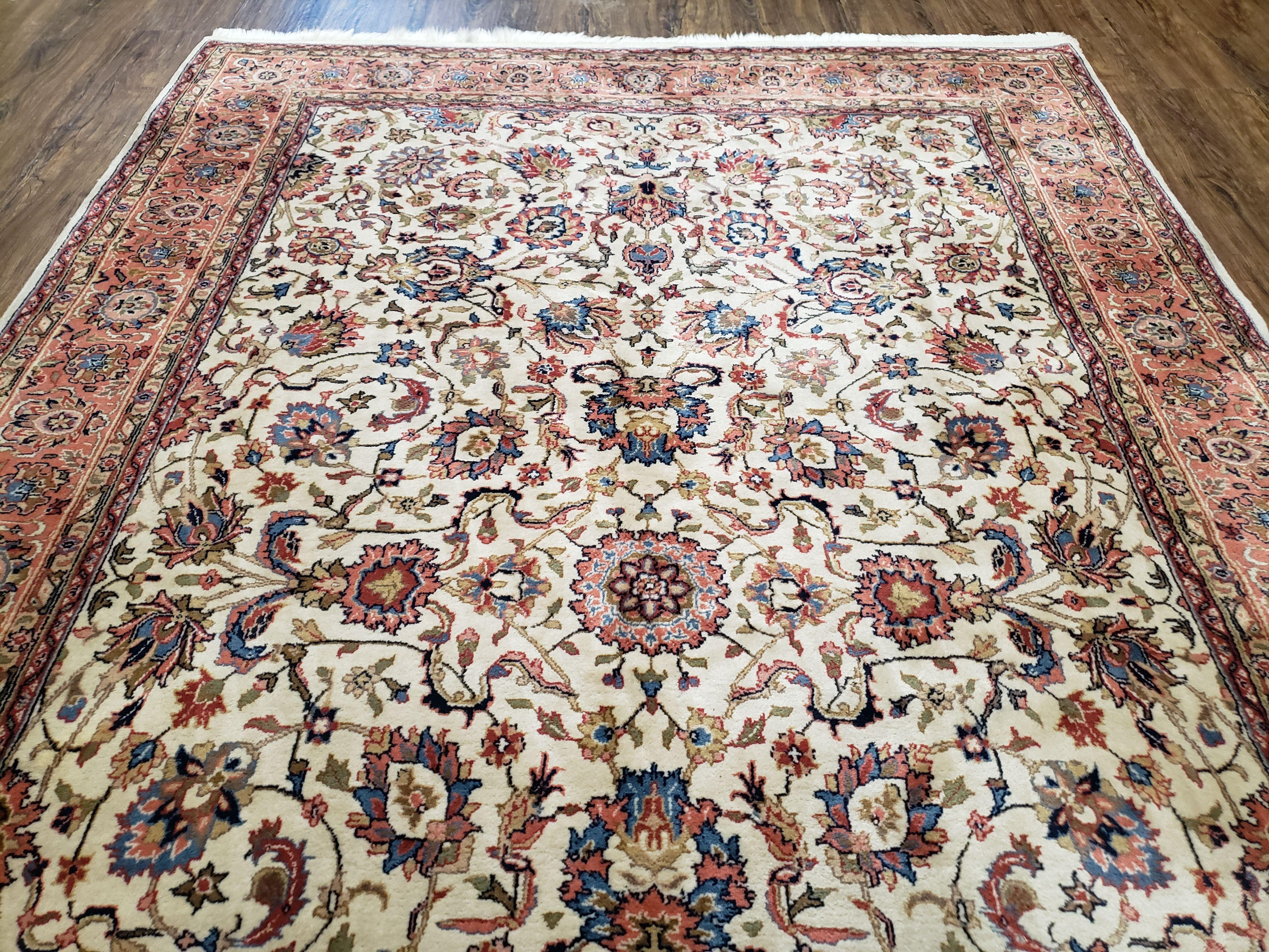 6x9 Top Quality Handmade Wool Area Rug Floral Allover Carpet Veg Dyes Beige