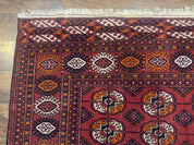Antique Persian Turkoman Bokhara Rug 7x11, Tribal Rug, Red