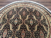 Round Indo Persian Rug 6x6, Indian Bidjar Rug, Navy Blue and Beige