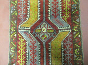 Small Turkish Yastik Rug 1.9 x 2.10, Antique Handmade Oushak Carpet