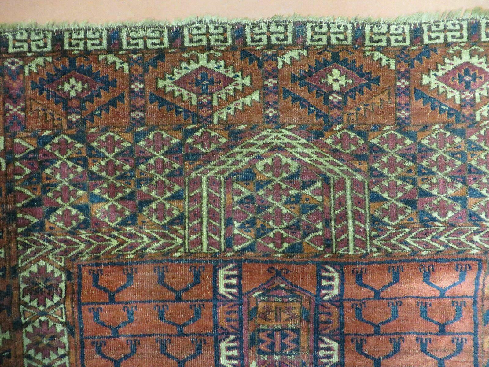 Antique Turkoman Ensi Wool Rug 4x5