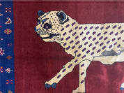 5 X 7 Handmade Zagros Wool Rug Snow White Panther Maroon Blue Organic Dyes