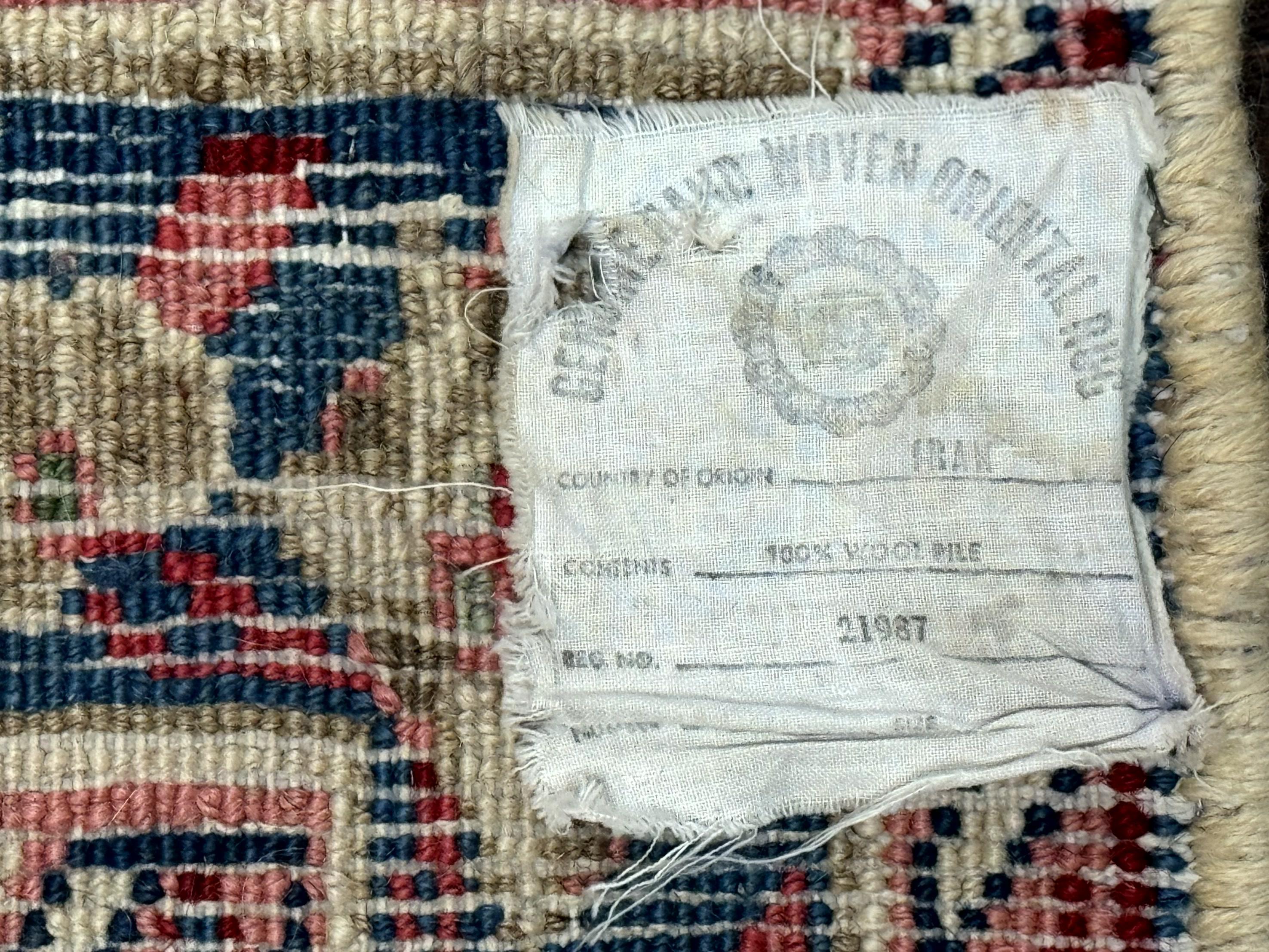 Persian Sarouk Runner Rug 2.4 x 21, Handmade Wool Floral Runner Rug for Hallway, 21ft Runner, Ivory