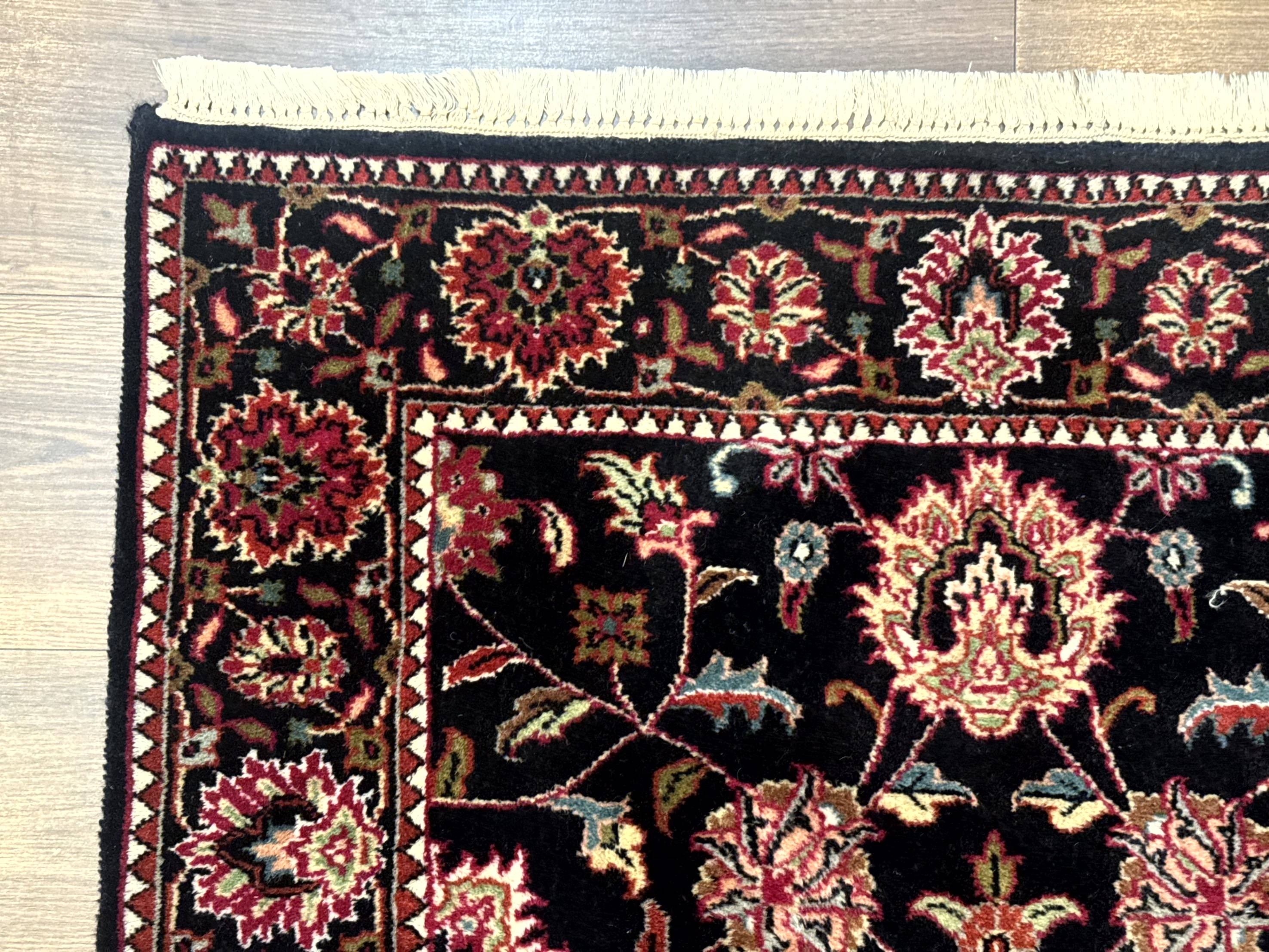 Indo Persian Sarouk Rug 3x5, Black Traditional Oriental Carpet