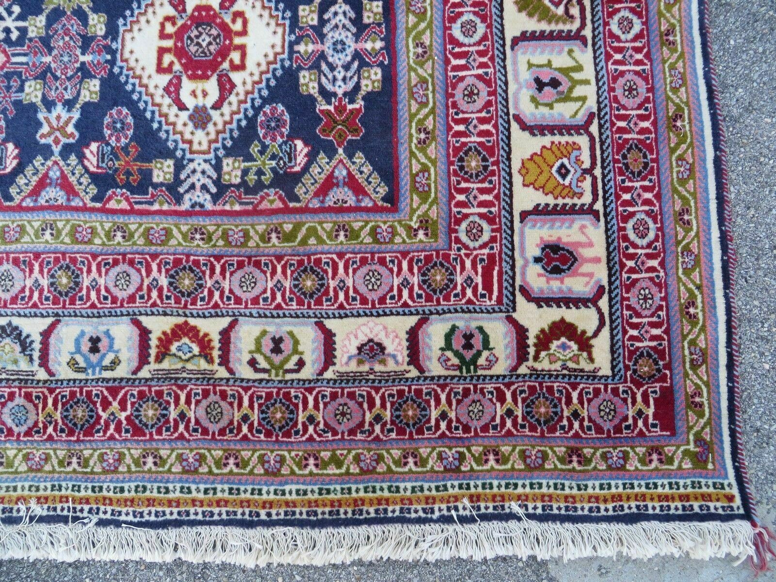 Oversized Persian Shiraz Tribal Rug 13x19, Palace Sized Oriental Carpet, Handmade Hand-Knotted X Large Rug, Red Blue Cream, Allover Herati Pattern