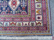 Oversized Persian Shiraz Tribal Rug 13x19, Palace Sized Oriental Carpet, Handmade Hand-Knotted X Large Rug, Red Blue Cream, Allover Herati Pattern